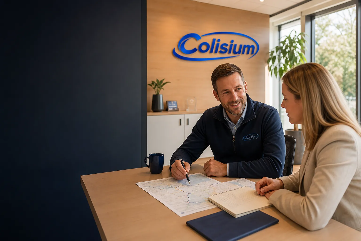 Conseiller Colisium échangeant avec une cliente professionnelle
